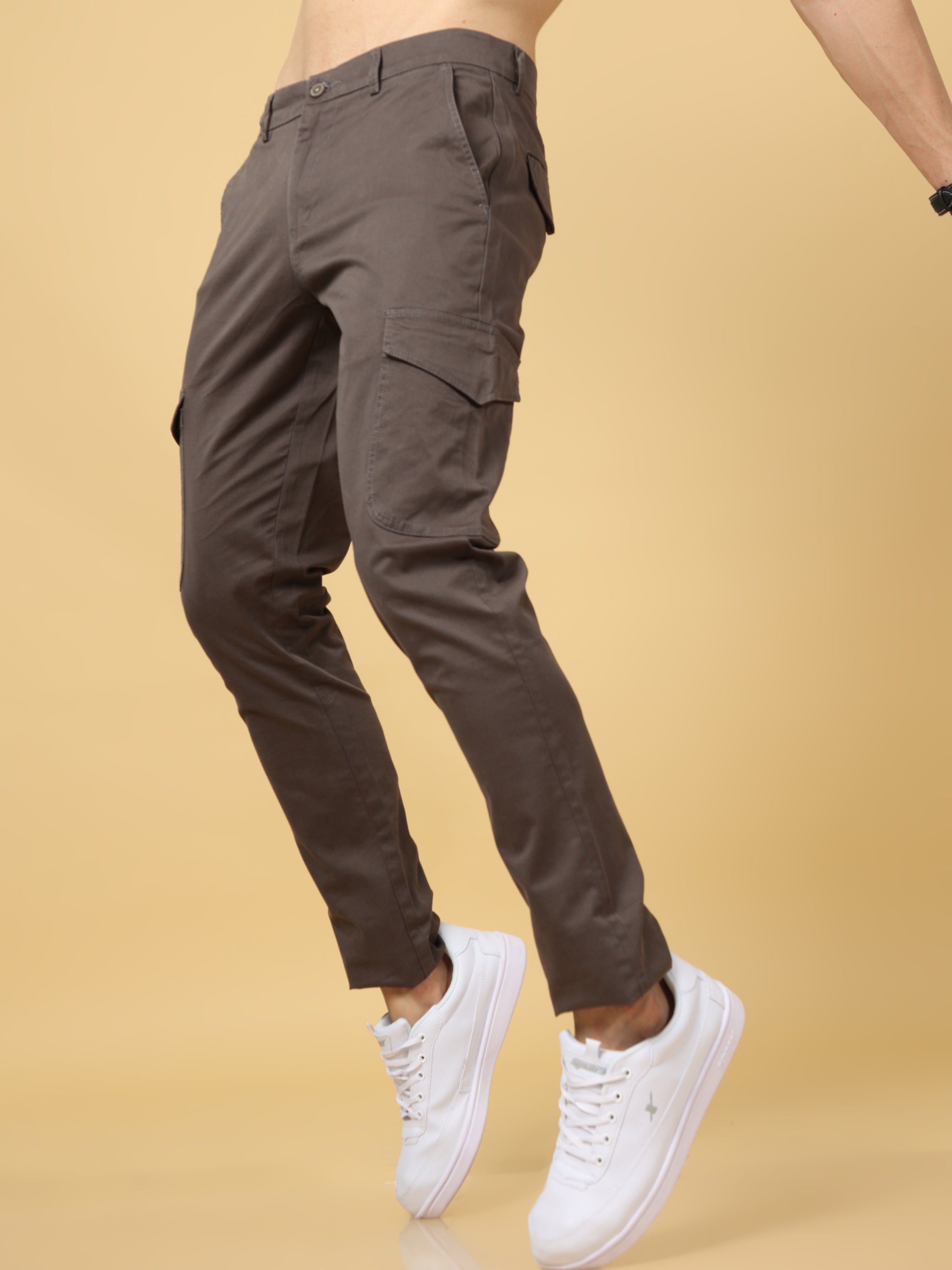 HUGO - Slim-fit cargo trousers in melange performance-stretch jersey